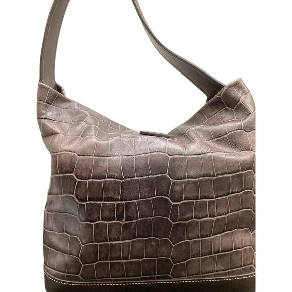 Dooney &Bourke Purse Women’s One Size Embossed Leather Alligator Pattern Brown - Picture 2 of 8